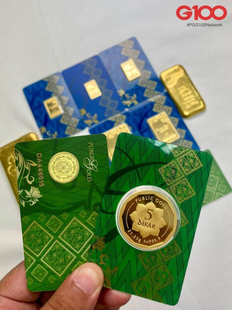 Koleksi koin dan batangan emas Public Gold, ilustrasi edukasi literasi keuangan rendah dan pentingnya memahami aset investasi